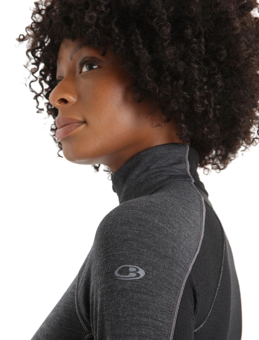 Jet Heather / Black Icebreaker BodyfitZone™ Merino 260 Zone Long Sleeve Half Zip Thermal Top Women's Base Layers | AU 1898VRWD